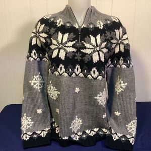 So Forth 1/4 zip sweater with snow flake design womens size medium